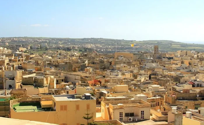 Vista panorâmica de Victoria, na Ilha de Gozo, em Malta