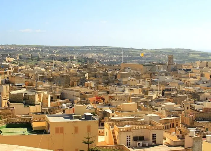 Vista panorâmica de Victoria, na Ilha de Gozo, em Malta