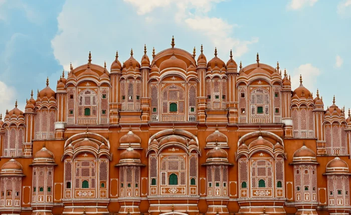 Fachada do Hawa Mahal em Jaipur, a Cidade Rosa