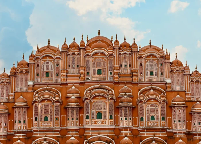 Fachada do Hawa Mahal em Jaipur, a Cidade Rosa