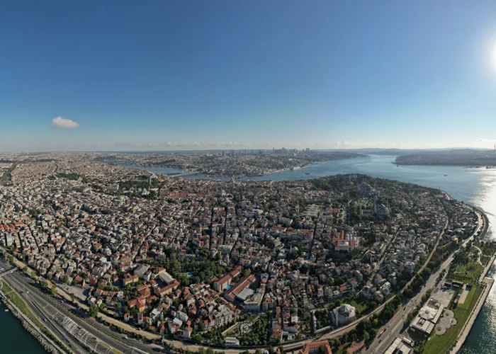 Vista panorâmica de Istambul e do Bósforo