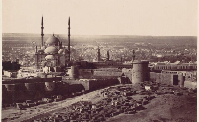 Registro histórico da Cidadela e da Mesquita de Muhammad Ali, no Cairo, na década de 1870.