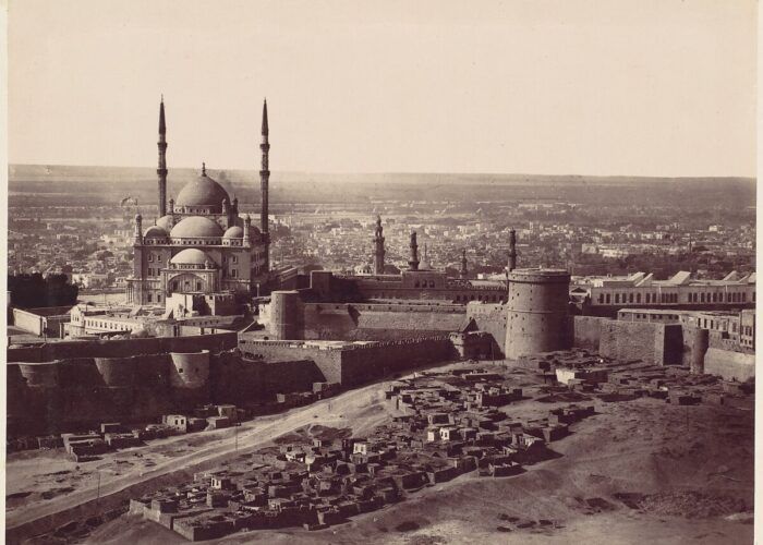 Registro histórico da Cidadela e da Mesquita de Muhammad Ali, no Cairo, na década de 1870.