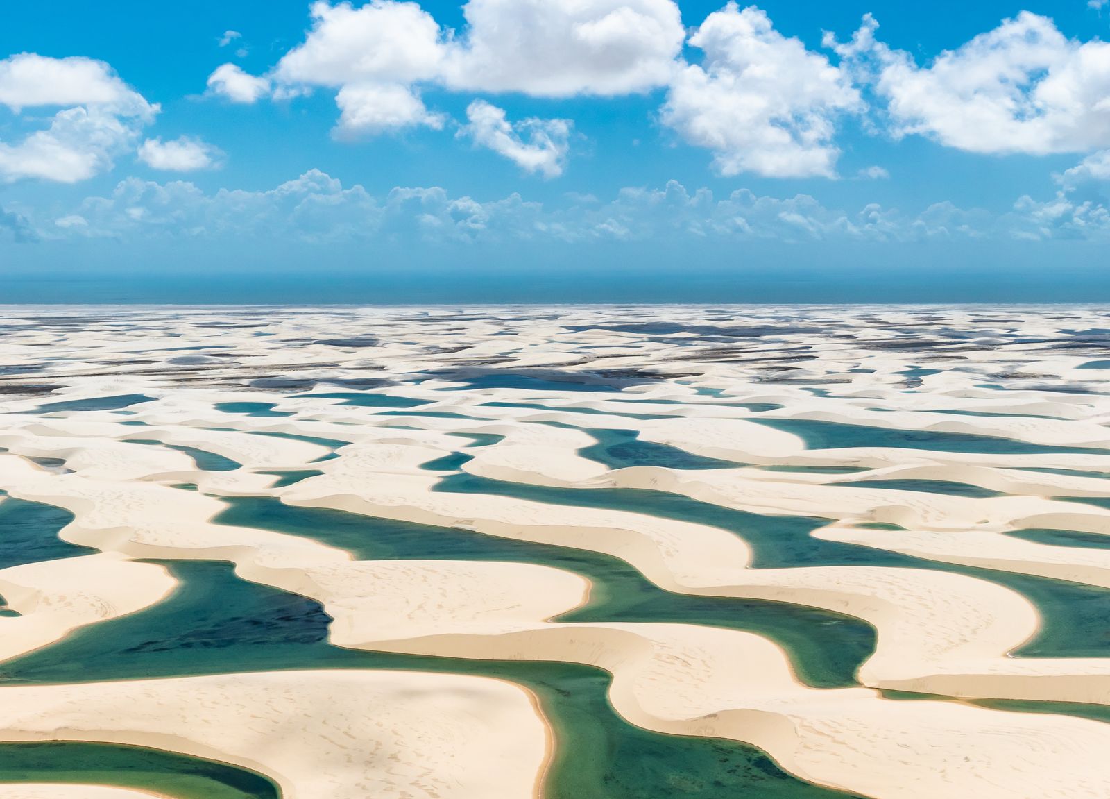 Dunes and lagoons in Lençóis Maranhenses, Brazil.